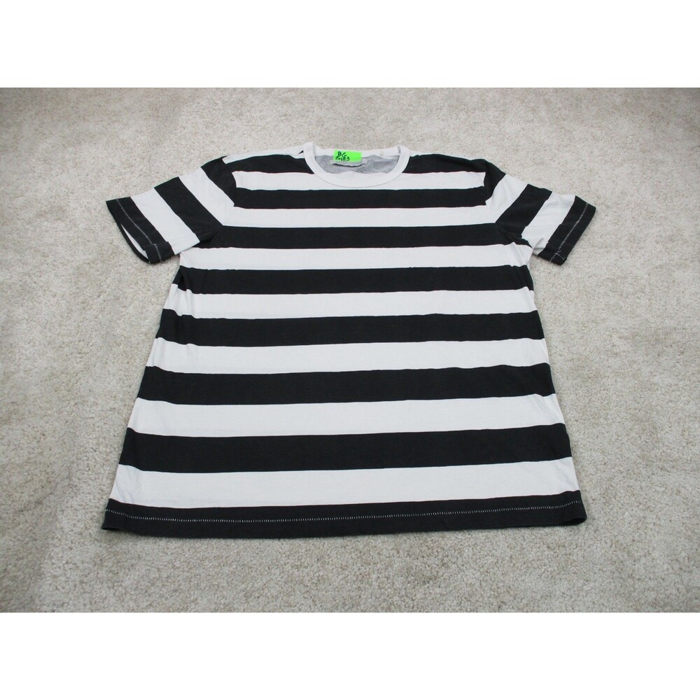 Outerknown Shirt Mens Large L Black White Striped Organic Cotton Single Stitch